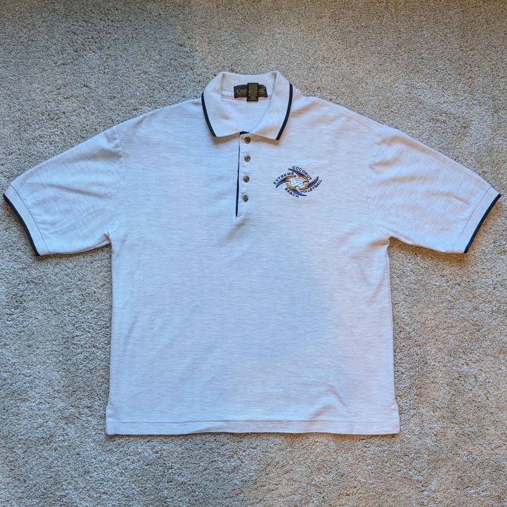 Vintage Cross Creek Polo Shirt Mens Medium Extreme Coconut Beach Volleyball
